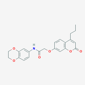 molecular formula C22H21NO6 B3626390 N-(2,3-dihydro-1,4-benzodioxin-6-yl)-2-[(2-oxo-4-propyl-2H-chromen-7-yl)oxy]acetamide 