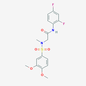 molecular formula C17H18F2N2O5S B3626447 N-(2,4-difluorophenyl)-2-[(3,4-dimethoxyphenyl)sulfonyl-methylamino]acetamide 