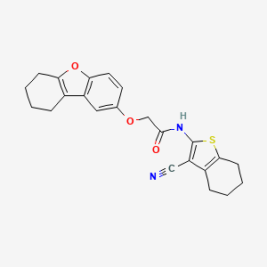 molecular formula C23H22N2O3S B3626662 N-(3-cyano-4,5,6,7-tetrahydro-1-benzothiophen-2-yl)-2-(6,7,8,9-tetrahydrodibenzofuran-2-yloxy)acetamide 