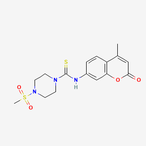 molecular formula C16H19N3O4S2 B3626870 N-(4-methyl-2-oxo-2H-chromen-7-yl)-4-(methylsulfonyl)-1-piperazinecarbothioamide 
