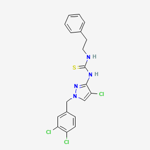 molecular formula C19H17Cl3N4S B3626877 N-[4-CHLORO-1-(3,4-DICHLOROBENZYL)-1H-PYRAZOL-3-YL]-N'-PHENETHYLTHIOUREA 