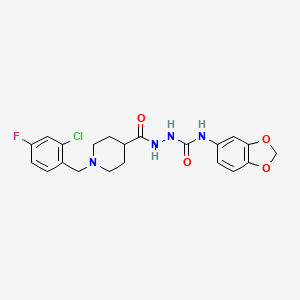molecular formula C21H22ClFN4O4 B3626943 N-1,3-benzodioxol-5-yl-2-{[1-(2-chloro-4-fluorobenzyl)-4-piperidinyl]carbonyl}hydrazinecarboxamide 