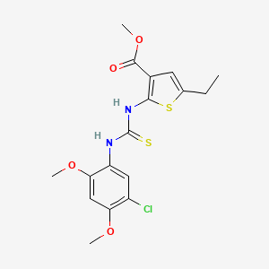 molecular formula C17H19ClN2O4S2 B3626977 methyl 2-({[(5-chloro-2,4-dimethoxyphenyl)amino]carbonothioyl}amino)-5-ethyl-3-thiophenecarboxylate 