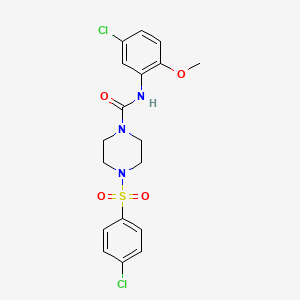 molecular formula C18H19Cl2N3O4S B3626988 N-(5-CHLORO-2-METHOXYPHENYL)-4-(4-CHLOROBENZENESULFONYL)PIPERAZINE-1-CARBOXAMIDE 
