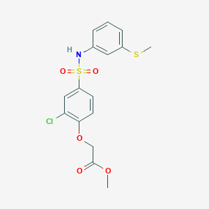 molecular formula C16H16ClNO5S2 B3627015 Methyl 2-[2-chloro-4-[(3-methylsulfanylphenyl)sulfamoyl]phenoxy]acetate 