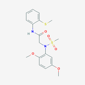 molecular formula C18H22N2O5S2 B3627048 N~2~-(2,5-dimethoxyphenyl)-N~2~-(methylsulfonyl)-N~1~-[2-(methylthio)phenyl]glycinamide 