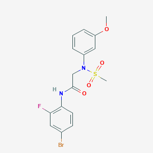 molecular formula C16H16BrFN2O4S B3627075 N~1~-(4-bromo-2-fluorophenyl)-N~2~-(3-methoxyphenyl)-N~2~-(methylsulfonyl)glycinamide 