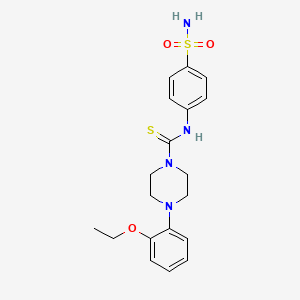 molecular formula C19H24N4O3S2 B3627081 N-[4-(aminosulfonyl)phenyl]-4-(2-ethoxyphenyl)-1-piperazinecarbothioamide 