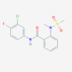 molecular formula C15H14ClFN2O3S B3627087 N-(3-chloro-4-fluorophenyl)-2-[methyl(methylsulfonyl)amino]benzamide 