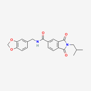 molecular formula C21H20N2O5 B3627146 N-(1,3-benzodioxol-5-ylmethyl)-2-isobutyl-1,3-dioxo-5-isoindolinecarboxamide 