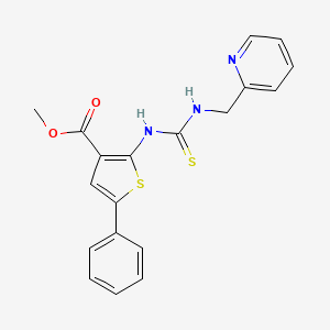 molecular formula C19H17N3O2S2 B3627165 methyl 5-phenyl-2-({[(2-pyridinylmethyl)amino]carbonothioyl}amino)-3-thiophenecarboxylate 