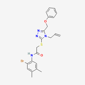 molecular formula C22H23BrN4O2S B3627180 N-(2-bromo-4,5-dimethylphenyl)-2-{[5-(phenoxymethyl)-4-(prop-2-en-1-yl)-4H-1,2,4-triazol-3-yl]sulfanyl}acetamide 