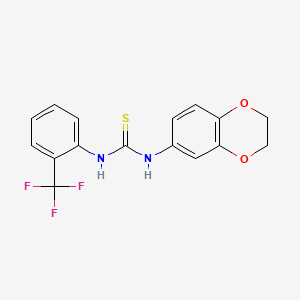 molecular formula C16H13F3N2O2S B3627258 N-(2,3-dihydro-1,4-benzodioxin-6-yl)-N'-[2-(trifluoromethyl)phenyl]thiourea 