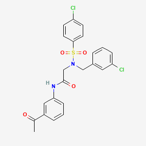 molecular formula C23H20Cl2N2O4S B3627356 N~1~-(3-acetylphenyl)-N~2~-(3-chlorobenzyl)-N~2~-[(4-chlorophenyl)sulfonyl]glycinamide 