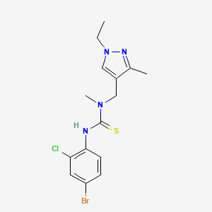 molecular formula C15H18BrClN4S B3627357 N'-(4-bromo-2-chlorophenyl)-N-[(1-ethyl-3-methyl-1H-pyrazol-4-yl)methyl]-N-methylthiourea 