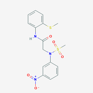 molecular formula C16H17N3O5S2 B3627417 N~2~-(methylsulfonyl)-N~1~-[2-(methylthio)phenyl]-N~2~-(3-nitrophenyl)glycinamide 
