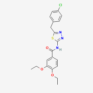 molecular formula C20H20ClN3O3S B3627462 N-{5-[(4-Chlorophenyl)methyl]-1,3,4-thiadiazol-2-YL}-3,4-diethoxybenzamide 