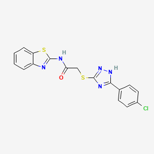 molecular formula C17H12ClN5OS2 B3627469 N-(1,3-benzothiazol-2-yl)-2-{[5-(4-chlorophenyl)-4H-1,2,4-triazol-3-yl]sulfanyl}acetamide 