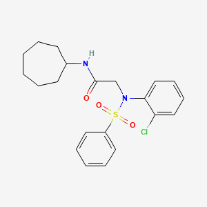 molecular formula C21H25ClN2O3S B3627484 N~2~-(2-chlorophenyl)-N-cycloheptyl-N~2~-(phenylsulfonyl)glycinamide 