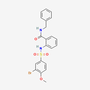 molecular formula C21H19BrN2O4S B3627500 N-benzyl-2-{[(3-bromo-4-methoxyphenyl)sulfonyl]amino}benzamide 