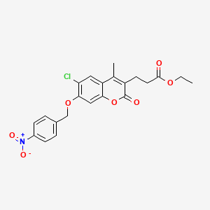 molecular formula C22H20ClNO7 B3627558 ETHYL 3-{6-CHLORO-4-METHYL-7-[(4-NITROPHENYL)METHOXY]-2-OXO-2H-CHROMEN-3-YL}PROPANOATE 