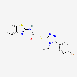 molecular formula C19H16BrN5OS2 B3627832 N-(1,3-benzothiazol-2-yl)-2-{[5-(4-bromophenyl)-4-ethyl-4H-1,2,4-triazol-3-yl]sulfanyl}acetamide 