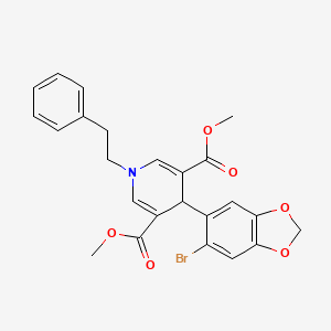 molecular formula C24H22BrNO6 B3627842 dimethyl 4-(6-bromo-1,3-benzodioxol-5-yl)-1-(2-phenylethyl)-1,4-dihydro-3,5-pyridinedicarboxylate 