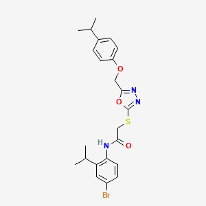 molecular formula C23H26BrN3O3S B3627846 N-[4-bromo-2-(propan-2-yl)phenyl]-2-[(5-{[4-(propan-2-yl)phenoxy]methyl}-1,3,4-oxadiazol-2-yl)sulfanyl]acetamide 