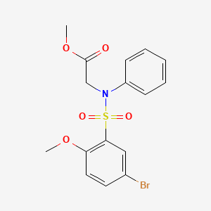 molecular formula C16H16BrNO5S B3627932 methyl N-[(5-bromo-2-methoxyphenyl)sulfonyl]-N-phenylglycinate 