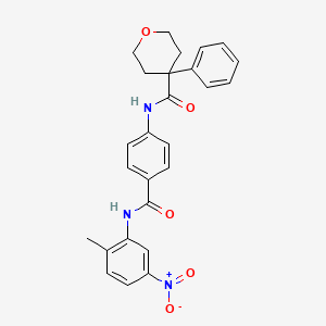molecular formula C26H25N3O5 B3627947 N-(4-{[(2-methyl-5-nitrophenyl)amino]carbonyl}phenyl)-4-phenyltetrahydro-2H-pyran-4-carboxamide 