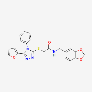 molecular formula C22H18N4O4S B3628154 N-(1,3-benzodioxol-5-ylmethyl)-2-{[5-(2-furyl)-4-phenyl-4H-1,2,4-triazol-3-yl]thio}acetamide CAS No. 708992-21-6