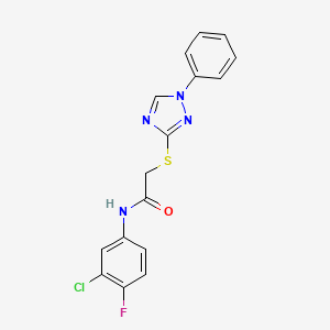 molecular formula C16H12ClFN4OS B3628238 N-(3-chloro-4-fluorophenyl)-2-[(1-phenyl-1H-1,2,4-triazol-3-yl)thio]acetamide 