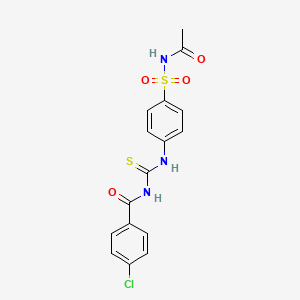 molecular formula C16H14ClN3O4S2 B3628289 N-{[4-(acetylsulfamoyl)phenyl]carbamothioyl}-4-chlorobenzamide 