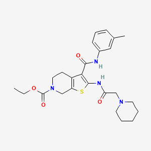 molecular formula C25H32N4O4S B3628332 ethyl 3-[(3-methylphenyl)carbamoyl]-2-[(2-piperidin-1-ylacetyl)amino]-5,7-dihydro-4H-thieno[2,3-c]pyridine-6-carboxylate 