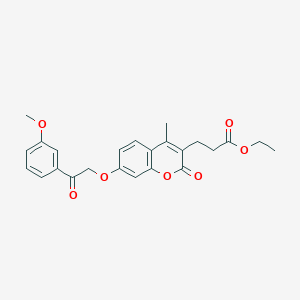 molecular formula C24H24O7 B3628504 ethyl 3-{7-[2-(3-methoxyphenyl)-2-oxoethoxy]-4-methyl-2-oxo-2H-chromen-3-yl}propanoate 