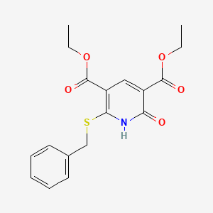 molecular formula C18H19NO5S B3628511 diethyl 2-(benzylthio)-6-hydroxy-3,5-pyridinedicarboxylate 