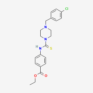 molecular formula C21H24ClN3O2S B3628534 Ethyl 4-({[4-(4-chlorobenzyl)piperazin-1-yl]carbonothioyl}amino)benzoate 