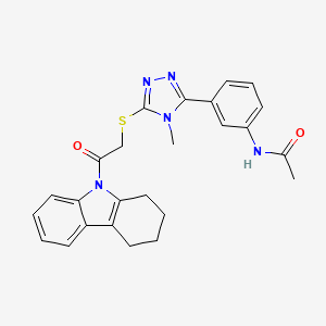 molecular formula C25H25N5O2S B3628537 N-[3-(4-methyl-5-{[2-oxo-2-(1,2,3,4-tetrahydro-9H-carbazol-9-yl)ethyl]thio}-4H-1,2,4-triazol-3-yl)phenyl]acetamide 