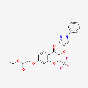 molecular formula C23H17F3N2O6 B3628578 ethyl {[4-oxo-3-[(1-phenyl-1H-pyrazol-4-yl)oxy]-2-(trifluoromethyl)-4H-chromen-7-yl]oxy}acetate CAS No. 618879-90-6