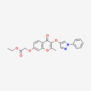 molecular formula C23H20N2O6 B3628583 Ethyl 2-[2-methyl-4-oxo-3-(1-phenylpyrazol-4-yl)oxychromen-7-yl]oxyacetate 