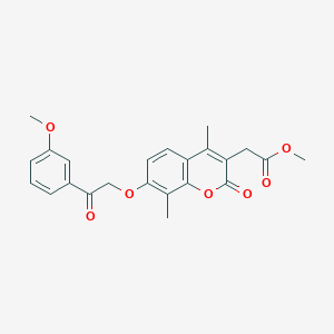 molecular formula C23H22O7 B3628625 methyl {7-[2-(3-methoxyphenyl)-2-oxoethoxy]-4,8-dimethyl-2-oxo-2H-chromen-3-yl}acetate 