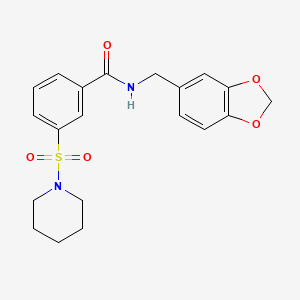 molecular formula C20H22N2O5S B3628648 N-(1,3-benzodioxol-5-ylmethyl)-3-(1-piperidinylsulfonyl)benzamide 