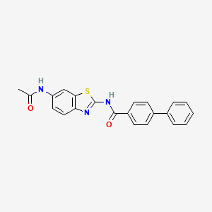 molecular formula C22H17N3O2S B3628672 N-[6-(acetylamino)-1,3-benzothiazol-2-yl]biphenyl-4-carboxamide 