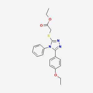 molecular formula C20H21N3O3S B3628847 Ethyl 2-[[5-(4-ethoxyphenyl)-4-phenyl-1,2,4-triazol-3-yl]sulfanyl]acetate 