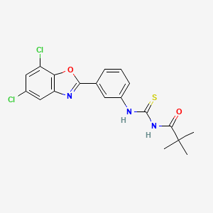 molecular formula C19H17Cl2N3O2S B3628869 N-({[3-(5,7-dichloro-1,3-benzoxazol-2-yl)phenyl]amino}carbonothioyl)-2,2-dimethylpropanamide 