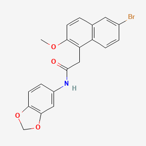 molecular formula C20H16BrNO4 B3628925 N-1,3-benzodioxol-5-yl-2-(6-bromo-2-methoxy-1-naphthyl)acetamide 