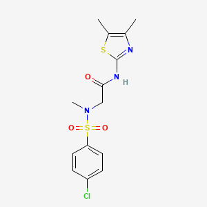 molecular formula C14H16ClN3O3S2 B3629039 N~2~-[(4-chlorophenyl)sulfonyl]-N~1~-(4,5-dimethyl-1,3-thiazol-2-yl)-N~2~-methylglycinamide 