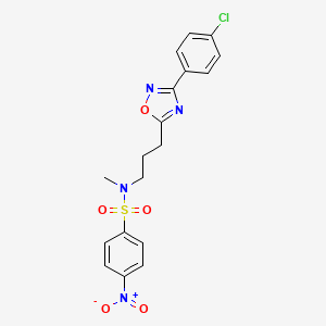 molecular formula C18H17ClN4O5S B3629046 N-{3-[3-(4-chlorophenyl)-1,2,4-oxadiazol-5-yl]propyl}-N-methyl-4-nitrobenzenesulfonamide 