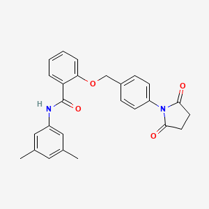 molecular formula C26H24N2O4 B3629075 N-(3,5-dimethylphenyl)-2-{[4-(2,5-dioxo-1-pyrrolidinyl)benzyl]oxy}benzamide 