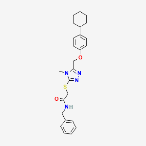 molecular formula C25H30N4O2S B3629083 N-benzyl-2-({5-[(4-cyclohexylphenoxy)methyl]-4-methyl-4H-1,2,4-triazol-3-yl}thio)acetamide 